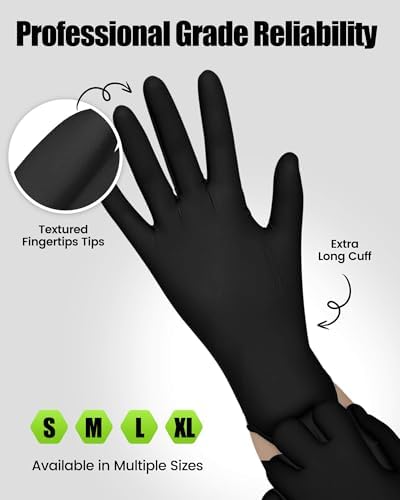 TREEGO Black Nitrile Disposable Gloves, Small, 6 Mil, 100 Count - Image 4