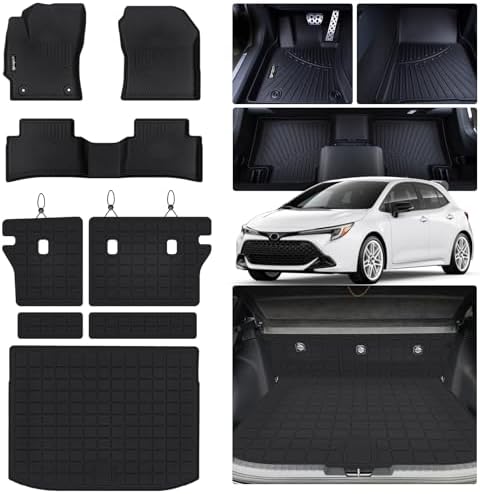 Floor Mats for 2020-2025 2026 Toyota Corolla Hatchback Accessories 8PCS (Not Seden) Cargo Mat Custom TPE All Weather Protection Full Coverage Trunk Liner & Floor Liner car Accessories by Unknown