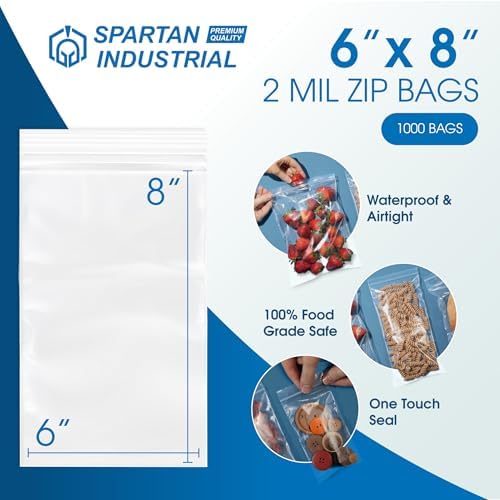 6” X 8” (1000 Count) 2 Mil Clear Reclosable Zip Plastic Poly Bags - Image 2