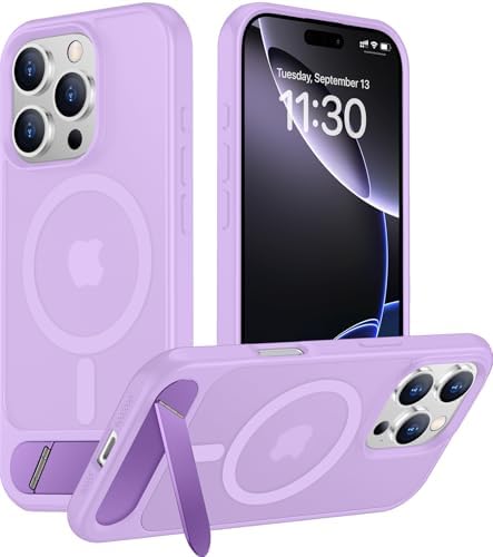 Temdan Magnetic Compatible with iPhone 16 Pro Max Case, [Built-in Invisible Kickstand][Compatible with MagSafe][Military Grade Shockproof] Slim Translucent Matte Phone Case for iPhone 16 Pro Max 6.9" by Temdan