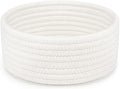 ABenkle Small Woven Basket, Empty Tiny Shallow Storage Basket, Mini Cotton Rope Baskets, Round Decorative Hamper, Basket Storage Bins for Toys, Spa, Socks, Nursery, Living Room- White by ABenkle