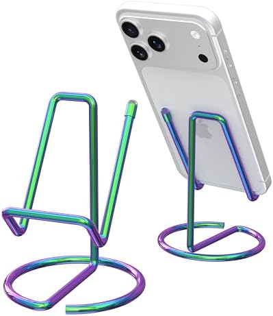 Metal Cell Phone Stand for Desk, Cute One-Piece Phone Holder, Stable Desktop Display Dock for iPhone, iPad, Samsung, Tablets & All Mobile Phones, Colorful by HZZADZXW