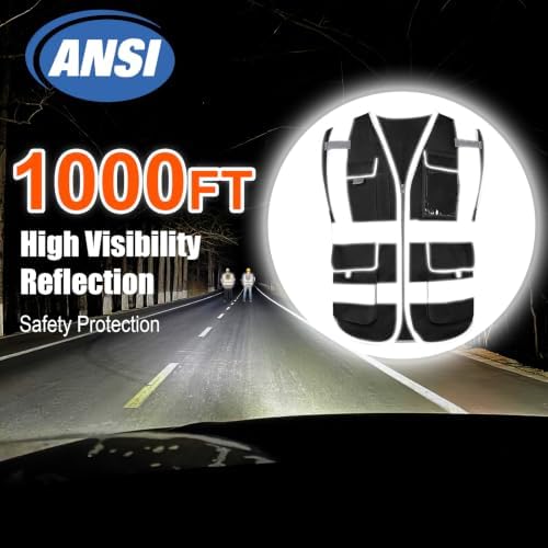 HYCOPROT High Visibility Safety Vest Hi Vis Reflective Construction Vests with Pockets for Men Women,Meets ANSI/ISEA Standard - Image 2