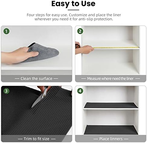 BAGAIL Non-Adhesive Shelf Liner, Thick Strong Grip Drawer Liners for Kitchen Cabinets, Heavy-Duty Easy Cut Cabinet Liners for Shelves, Pantry, Bathroom Cupboards - 24" x 20FT, Black - Image 6