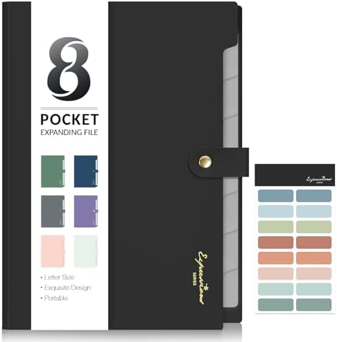 Sooez Elegant Accordion File Organizer, 8 Pocket Expanding File Folder by Sooez