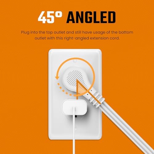 Flat 3-Outlet Extension Cord 12 Ft for Indoor Use by Bindmaster- UL-Listed 3-Prong Multi Extension Wire- Space-Saving Flat Angled Extension Cord - Image 3
