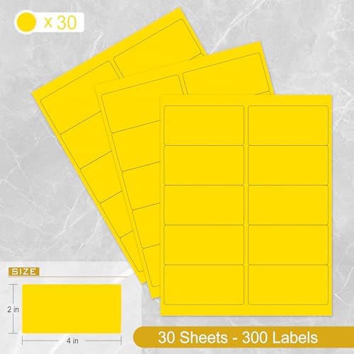 LLIKED 2" x 4" Neon Fluorescent Yellow Labels 300 Labels 30 Sheets - Image 3