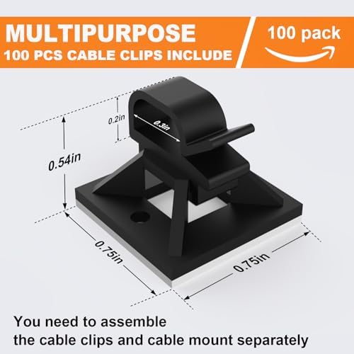 500 Pack 3/4" Zip Tie Adhesive Mounts Self Adhesive Cable Tie Base Holders with Multi-Purpose Tie wire clips with screw hole,Anchor stick on wire holder, Including 100 Pack Clips（Black） - Image 3