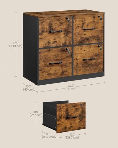 VASAGLE 4-Drawer Lateral File Cabinet, Compact, Locking, Printer Stand - Image 3