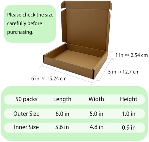 6x5x1 inch Small Shipping Boxes 50 Pack, Brown Corrugated Cardboard Mailers - Image 4