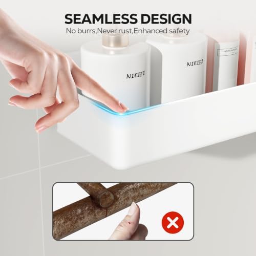 Nieifi Adhesive Shower Shelves, White, 2 Pieces - Image 3