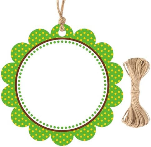 G2PLUS 50PCS Green Scalloped Tags, Back to School Gift Labels with String by G2PLUS