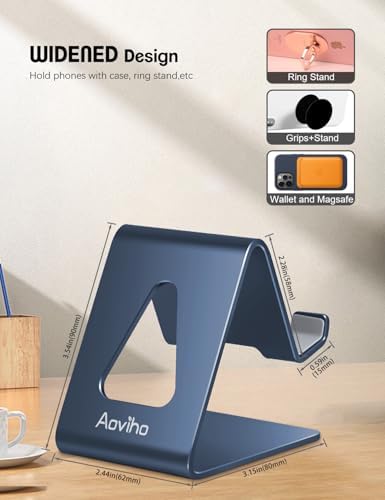 Aoviho Cell Phone Stand for Desk, Aluminum Phone Holder,Navy Blue - Image 3