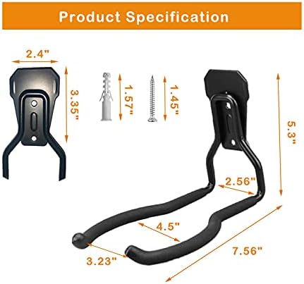 Garden Power Tool Hanger, Garage Wall Hooks, Weedeater Rack, String Trimmer Hanger, Utility Hooks for Garage Tool Organizers and Storage - Black, 4 Pcs - Image 2