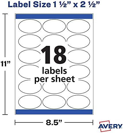 Avery Printable Blank Oval Labels, 1.5" x 2.5", Glossy White, 180 Customizable Labels (22804) - Image 6