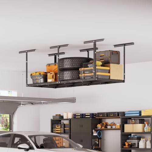 2x8ft Overhead Ceiling Garage Storage Rack, 400LBS Capacity, Black - Image 2
