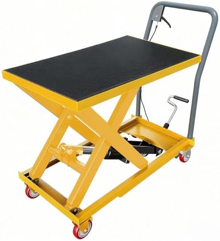 500 LBS Manual Hydraulic Double Scissor Lift Table Cart, Max 28.5 Inch Lifting Height, Reinforced Welded Steel Frame, Anti-Overload Hydraulic Unit, Non-Slip Rubber Platform Mat by HOME