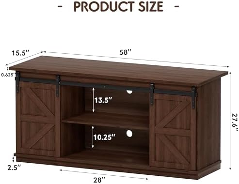 Shahoo Farmhouse Sideboard Buffet Cabinet, Coffee Bar Storage with Sliding Barn Doors, Shelf for Home Dining Room, Espresso - Image 2