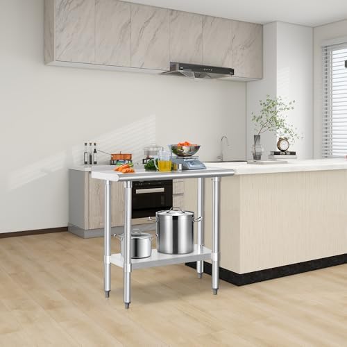 HARDURA Stainless Steel Commercial Work Table 14×36 Inches 2" Backsplash - Image 6