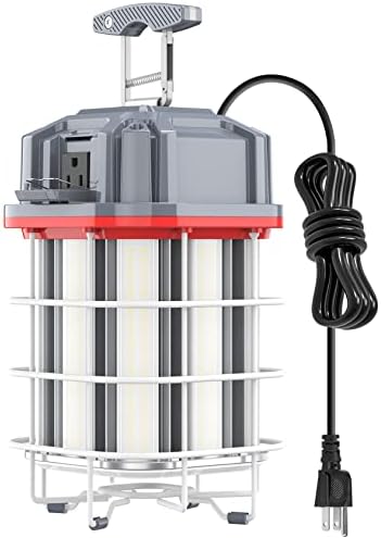 150W LED Temporary Work Light 22500LM 360° Lighting ETL Listed 10' Cable with 120V Plug Portable Hanging Construction Work Lights with ON/Off Switch for Job Site Warehouse Garage Shop Area Lighting by Unknown