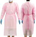 JMU 100 Pack Disposable Isolation Gowns Pink, Long PPE Medical Gowns by JMU