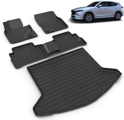 All Weather Car Floor Mats & Cargo Liner Set Fit for Mazda CX-5 2025 2024 2023 Floor Liners Trunk Liner CX5 Cargo Mat Accessories Black by VOUKIY