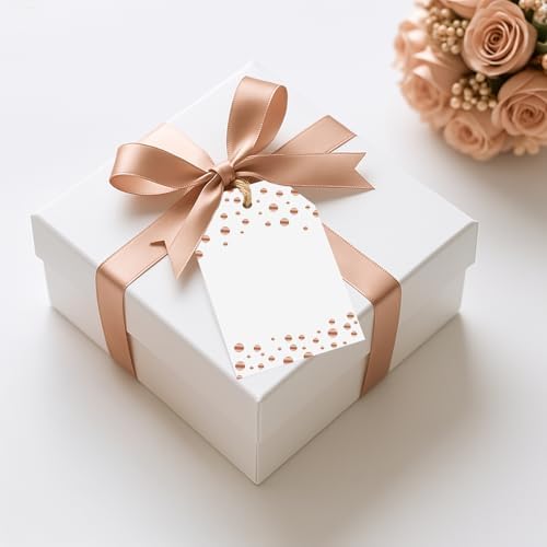 Anwyll Gift Tags with String - 100 Pcs Rose Gold Foil Gift Tags for Present - Image 4