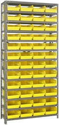 Quantum Storage Systems 1275-107YL Steel Shelving Unit with 4" Shelf Bins, 12" D x 36" W x 75" H, Yellow by QuantumStorageSystems