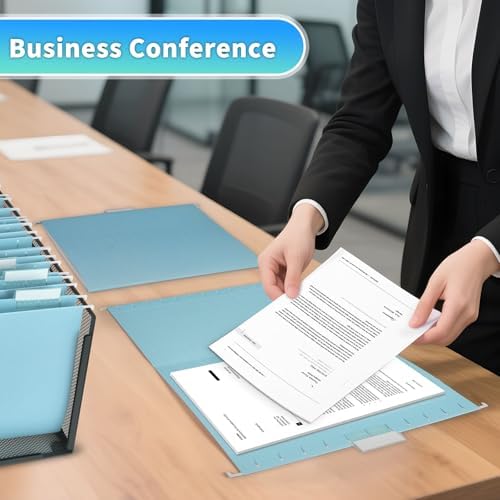 25-Pack Hanging File Folders, Letter Size, Includes 35 Transparent Label Cards & 50 Sticker Labels,1/5-Cut Tabs for Home & Office Organization(Light Blue) - Image 7