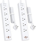 2 Pack Surge Protector Power Strip, 5AC&1A2C, 6FT Flat Plug Extension Cord by HOPOW
