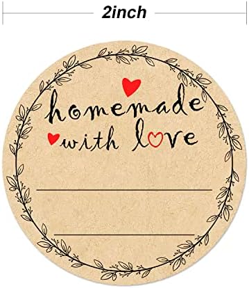 2" Homemade With Love Stickers, Kraft Jam and Jelly Jar Canning Labels With 2 Lines for Writing, Mason Jar Labels for Bottles, 500 per Roll - Image 2