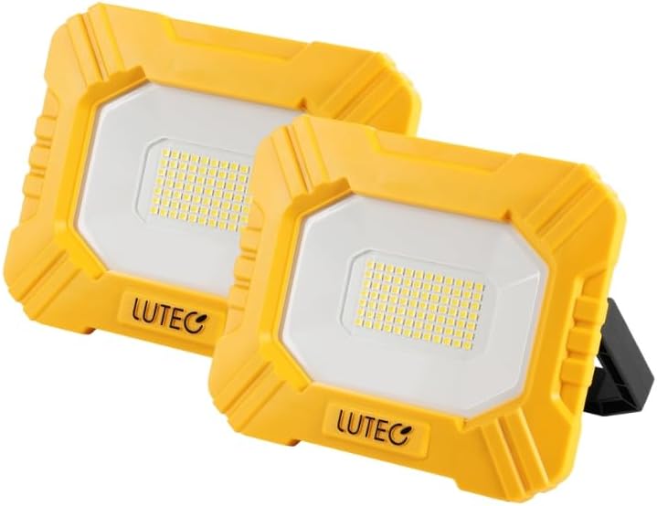 LUTEC 2 Pack 3500LM LED Work Light, Rechargeable Magnetic Work Lights with Stand, Portable 5000K Flood Light for Car Repair, Fishing, Camping, Emergency, Hiking, 3 Modes by LUTEC
