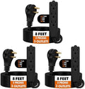 Flat Plug Extension Cord 8 FT Black – 3 Outlet 3 Prong Grounded Indoor Extension Cord – Low Profile Wall Hugger Angled Plug – 16/3 Heavy Duty Power Cord 13A 125V for Office Dorm (3 Pack) by BindMaster