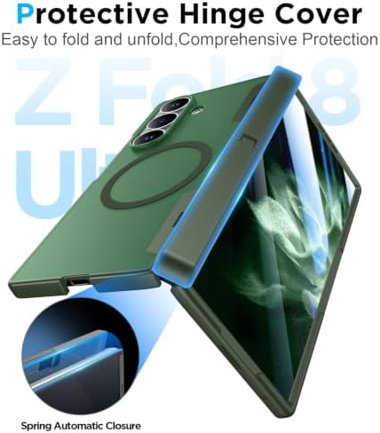 Temdan for Samsung Galaxy Z Fold 8 Ultra Case,[Compatible with MagSafe][Built-in HD Screen Protector & Kickstand][Hinge Protection] Translucent Matte Shockproof Phone Case for Z Fold 8 Ultra,Green - Image 7