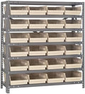 Quantum Storage Systems 1239-107IV Steel Shelving Unit with 4" Shelf Bins, 12" D x 36" W x 39" H, Ivory by QuantumStorageSystems