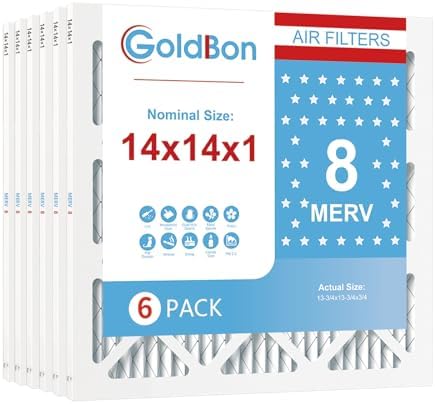 14x14x1 MERV 8 Air Filter 6-Pack for HVAC Furnace by GoldbonHVACFilter