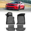 TPE Automotive Floor Mats Custom for 2016-2024 Chevrolet Chevy Camaro, All Weather Cover Protection Waterproof Black Floor Liner Front & Rear Row Full Set Car Mats, 4PCS by CMVTAuto