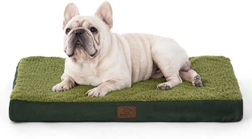 Bedsure Washable Dog Bed Medium Size Dog with Comfy Sherpa, 30IN Dark Green by BEDSURE