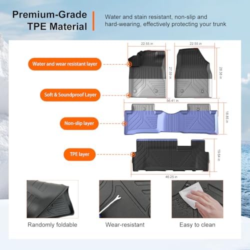 powoq Floor Mats Cargo Mat Compatible with 2009-2015 Honda Pilot - Image 5