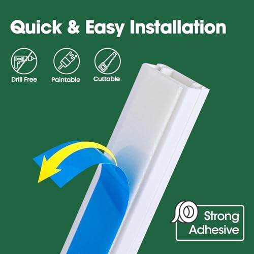 Cord Hider Kit, 58in Cord Covers for Wires on Wall, Paintable Wire Covers for Cords, Self-Adhesive Cable Hider Cord Organizer, Wire Hiders, 4X L14.5in X W0.96in x H0.57in - Image 3