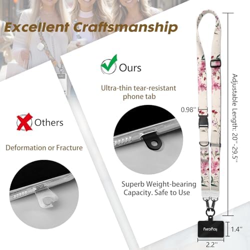 Icycay Phone Lanyard Crossbody Strap Neck Adjustable Teacher Women Flower - Image 5