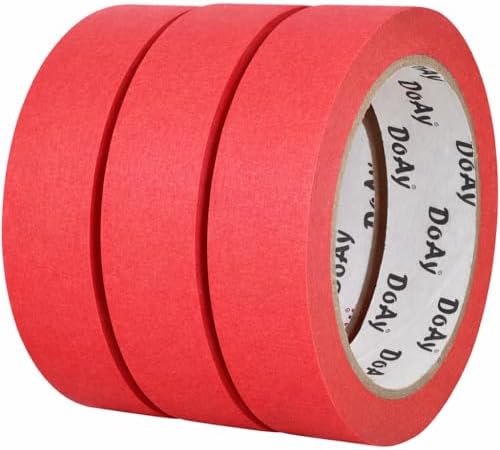 3 Pack Red Painters Tape - Masking Tape 1 Inch Wide - Multi-Surface, Smart Adhesion, Indoor & Outdoor - 270FT Total - Paint Tape for DIY, Labeling, Art, Car, General Purpose (#3910) by DoAy