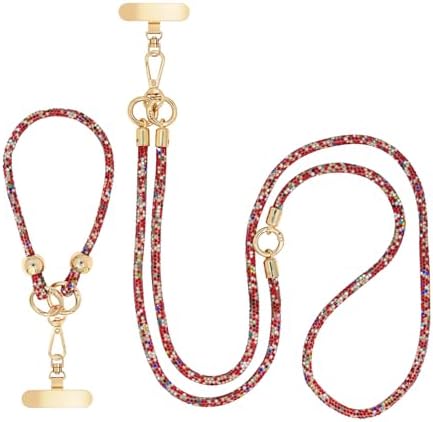 Crystal Phone Strap Crossbody and Wrist Lanyard, Anti Theft Layered & Wrist Strap Cell Phone Neck for Women by FUAHXYESFashionPhoneLayeredJewelry