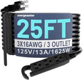 Energeaster 16/3 25 Ft 3 Outlet Extension Cord Outdoor/Indoor, Black by energeaster