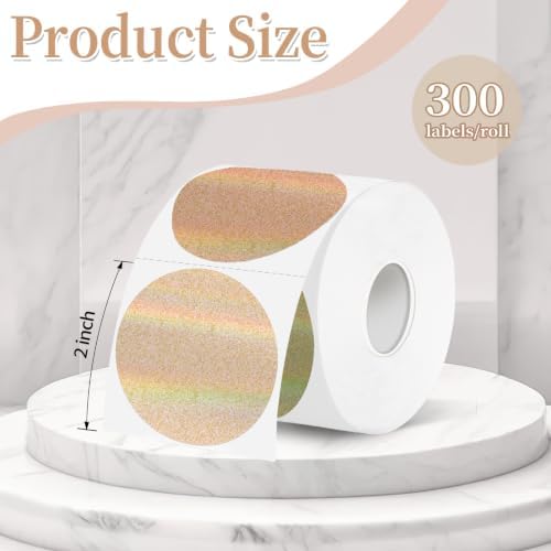 2''Holographic Morandi Gradient Thermal Label,Self-Adhesive Round Thermal Printer Sticker for DIY Logo Design,Name Tag,Thanks Card 300 Labels/Roll - Image 2
