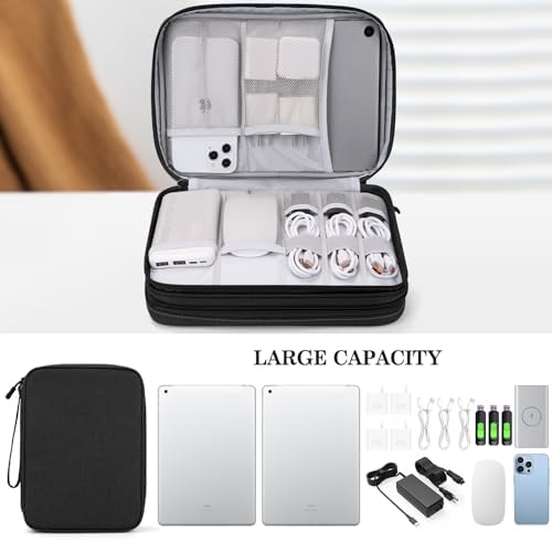 FYY Electronic Organizer, Travel Tech Pouch Bag, Extra Large, Black - Image 6