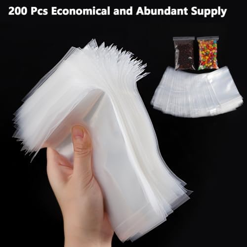 200 Count 4 x 6 Inch Clear Resealable Poly Bags, 2 Mil Small Zip Bags - Image 6