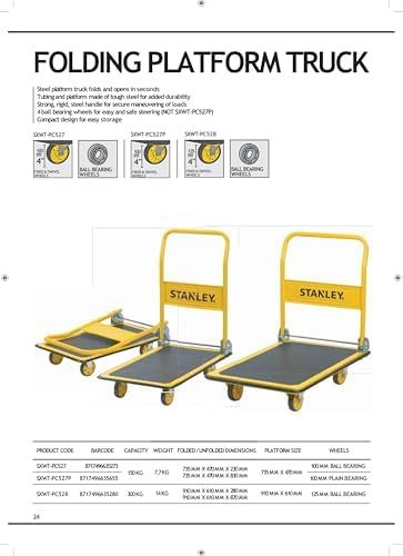 Stanley Steel Platform Truck-150KG, Yellow, SXWTD-PC527 - Image 5