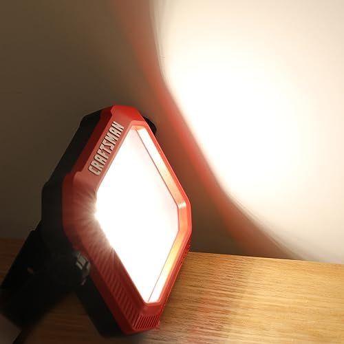 CRAFTSMAN 1100 Lumens 4000K LED Tiltable Portable Work Light with 2-IN-1 Adjustable Metal Rotating Stand and Handle, Impact-Resistant Glass Lens, 5FT Power Cord, ETL, 2 Count(Pack of 1) - Image 6