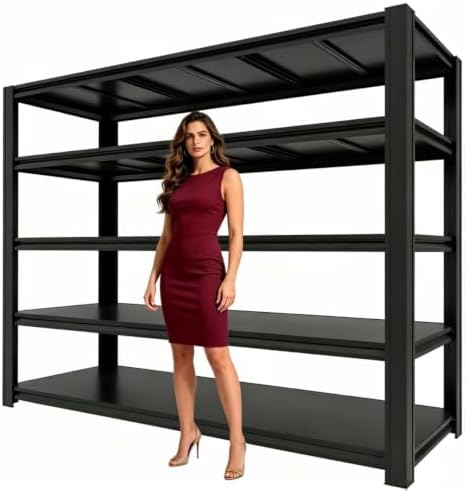 84H Storage Shelves Heavy Duty, 6000 LBS Garage Shelving, 5 Tier Adjustable Metal Garage Shelving Units, for Garage Storage, Warehouses, Basement，Storage Room，84H*62.03W*24D by KLRFUA
